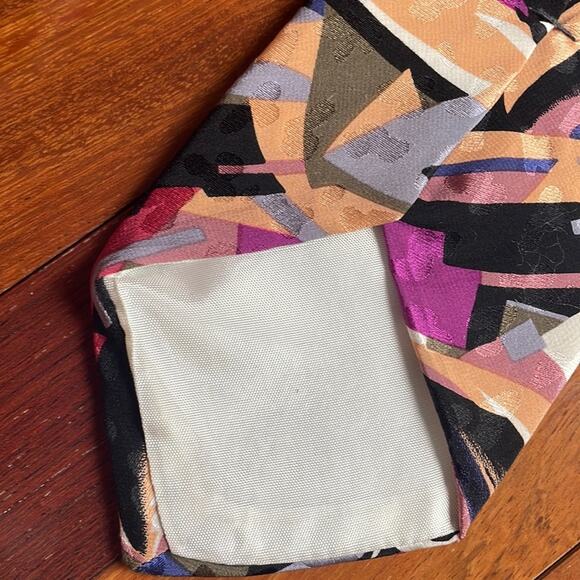 Emilio Ponti Imported Silk Abstract Art Tie 60”x3.625” Colorful Picasso Inspired - Picture 5 of 6